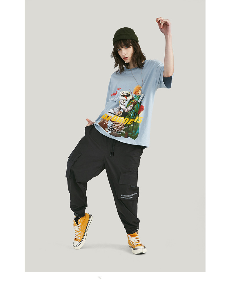 US$16.39-Streetwear Mens Cargo Pants Multi Pocket Sweatpants Men Fashion Hip  Hop Trousers Male Black Oversize New Jogging Pants -Description